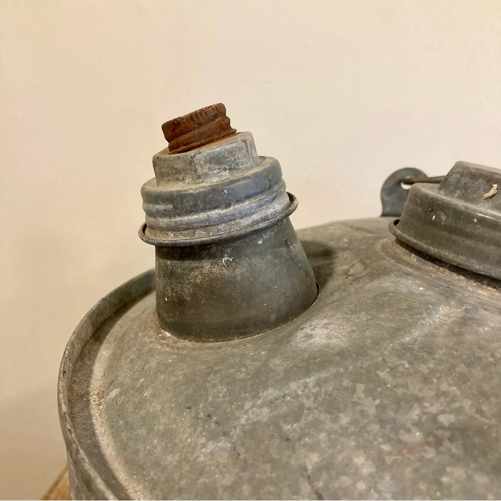 Vintage Galvanized Metal 5 Gallon Pail Sunflower Top Oil Can